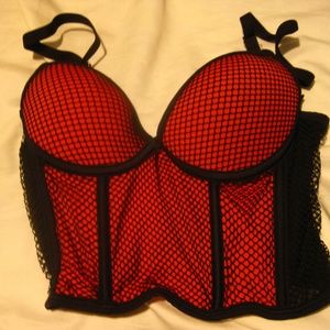 Black and Red Fishnet Corset